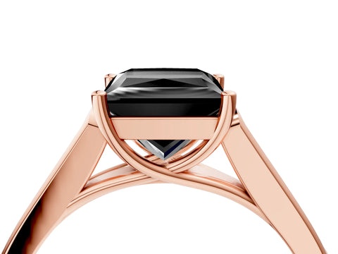 Rose gold Fancy Black Princess Cut Solitaire Cathedral Diamond Engagement Ring with Channel-Set Band and Four-Prong Setting_7