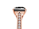 Rose gold Fancy Black Princess Cut Solitaire Cathedral Diamond Engagement Ring with Channel-Set Band and Four-Prong Setting_8
