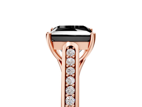 Rose gold Fancy Black Princess Cut Solitaire Cathedral Diamond Engagement Ring with Channel-Set Band and Four-Prong Setting_8