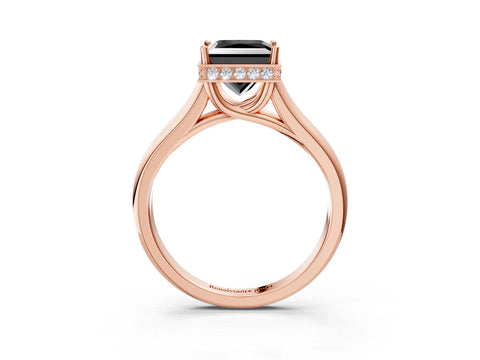 Rose gold Fancy Black Princess Cut Solitaire Diamond Engagement Ring with Four-Prong Setting and Tapered Band_3
