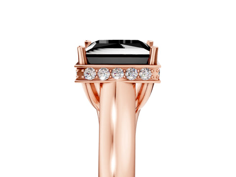 Rose gold Fancy Black Princess Cut Solitaire Diamond Engagement Ring with Four-Prong Setting and Tapered Band_5