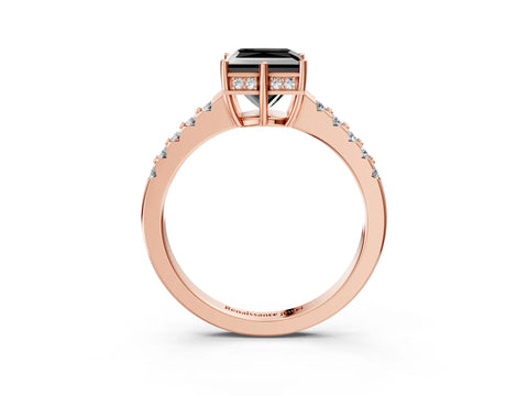 Rose gold Fancy Black Princess Cut Solitaire Diamond Engagement Ring with Pavé Band and Six-Prong Setting_15