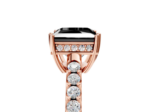 Rose gold Fancy Black Princess Cut Solitaire Diamond Engagement Ring with Pavé Band and Six-Prong Setting_17