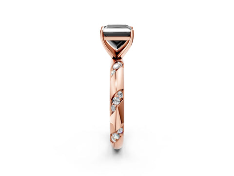 Rose gold Fancy Black Princess Cut Solitaire Diamond Engagement Ring with Twisted Pave Band and Four-Prong Setting_5