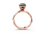 Rose gold Fancy Black Princess Cut Solitaire Diamond Engagement Ring with Twisted Pave Band and Four-Prong Setting_6