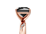 Rose gold Fancy Black Princess Cut Solitaire Diamond Engagement Ring with Twisted Pave Band and Four-Prong Setting_8