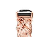 Rose gold Fancy Black Princess Cut Solitaire Diamond Leaf-Inspired Vine Band Ring with Prong Setting_5
