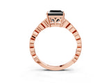 Rose gold Fancy Black Princess Cut Solitaire Diamond Ring with Infinity Twist Band and Four-Prong Setting_3