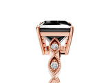 Rose gold Fancy Black Princess Cut Solitaire Diamond Ring with Infinity Twist Band and Four-Prong Setting_5