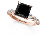 Rose gold Fancy Black Princess Cut Solitaire Diamond Ring with Pave Band and Four-Prong Setting_1