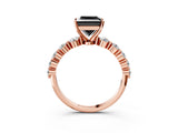Rose gold Fancy Black Princess Cut Solitaire Diamond Ring with Pave Band and Four-Prong Setting_3