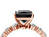 Rose gold Fancy Black Princess Cut Solitaire Diamond Ring with Pave Band and Four-Prong Setting_4