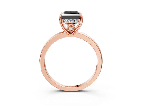 Rose gold Fancy Black Princess Cut Solitaire Diamond Ring with Prong Setting and Plain Band_3