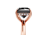 Rose gold Fancy Black Princess Cut Solitaire Diamond Ring with Prong Setting and Plain Band_5
