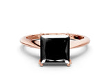 Rose gold Fancy Black Princess Cut Solitaire Diamond Ring with Six-Prong Setting and Classic Band_12