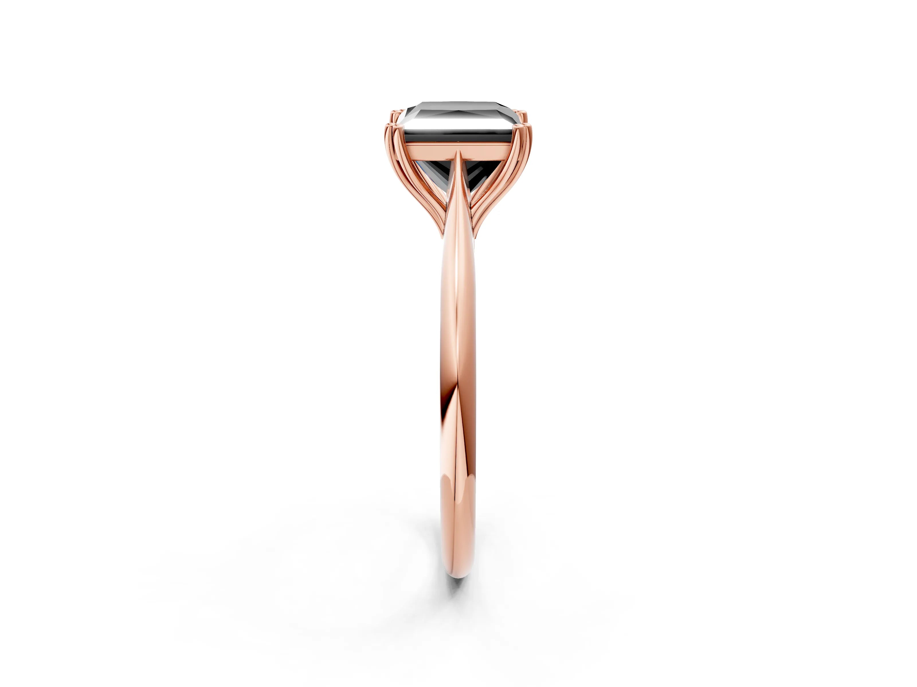 Rose gold Fancy Black Princess Cut Solitaire Diamond Ring with Six-Prong Setting and Classic Band_2