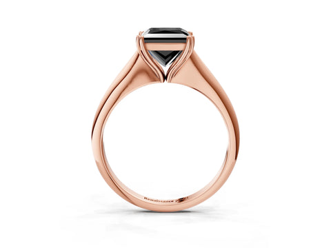 Rose gold Fancy Black Princess Cut Solitaire Diamond Ring with Six-Prong Setting and Classic Band_3