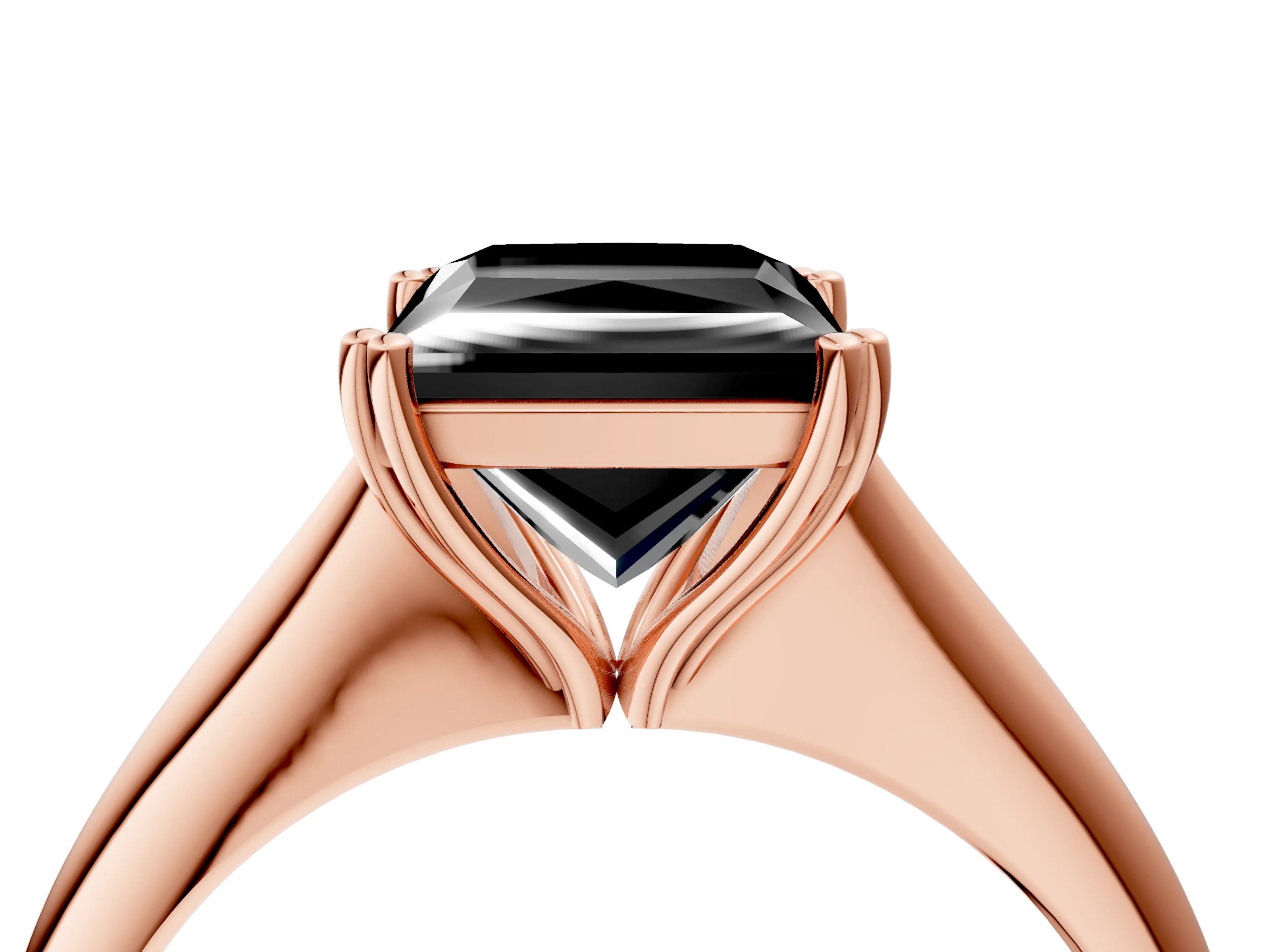 Rose gold Fancy Black Princess Cut Solitaire Diamond Ring with Six-Prong Setting and Classic Band_4