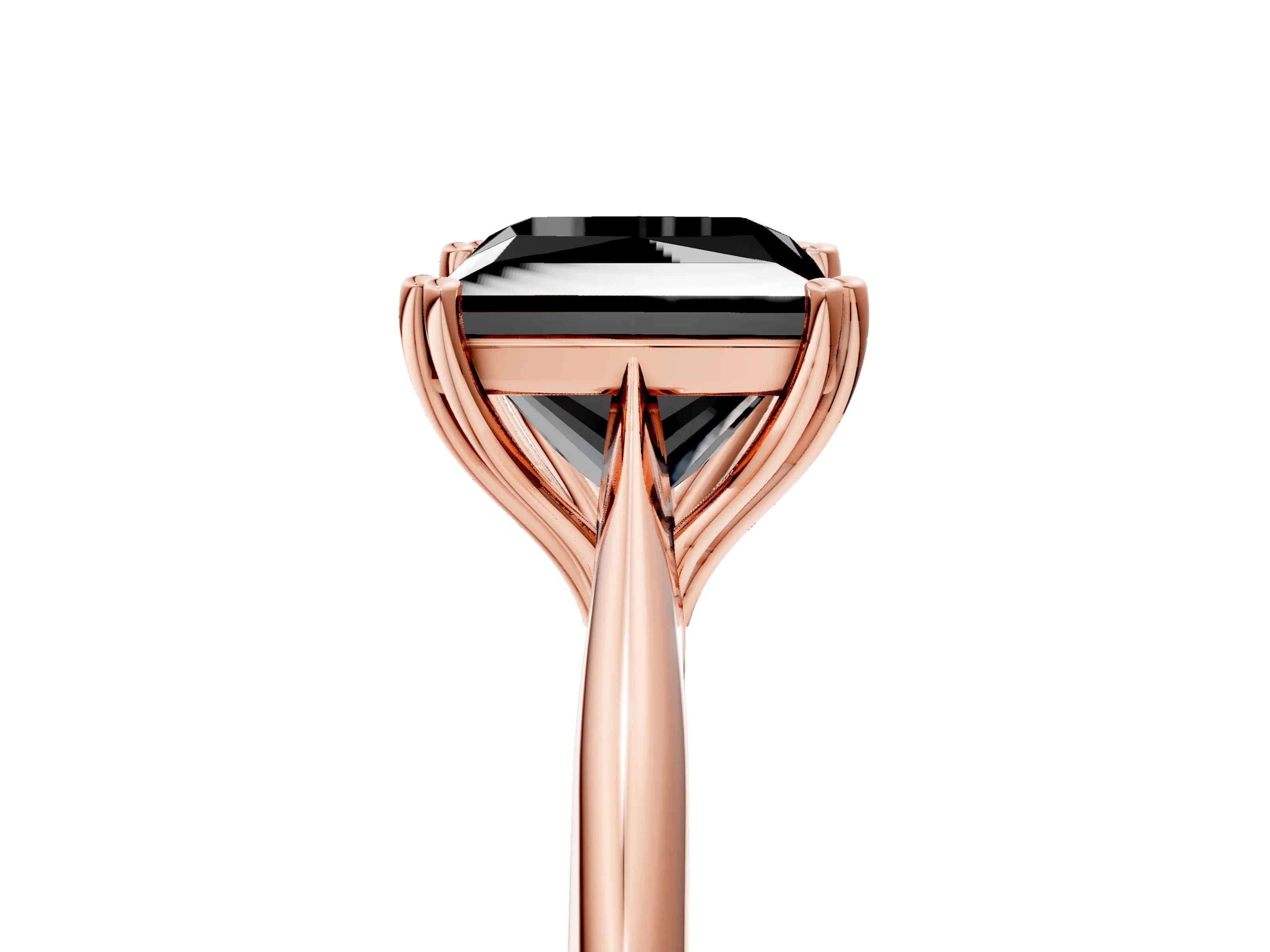 Rose gold Fancy Black Princess Cut Solitaire Diamond Ring with Six-Prong Setting and Classic Band_5