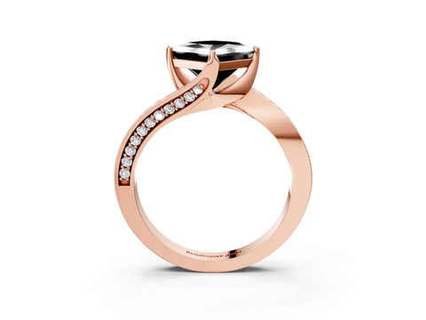 Rose gold Fancy Black Princess Cut Solitaire Diamond Twist Band with Pavé Setting and Four-Prong Setting_3