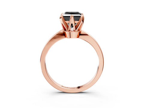 Rose gold Fancy Black Princess Cut Solitaire Engagement Ring with Six-Prong Setting and Tapered Band_3