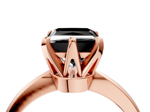 Rose gold Fancy Black Princess Cut Solitaire Engagement Ring with Six-Prong Setting and Tapered Band_4