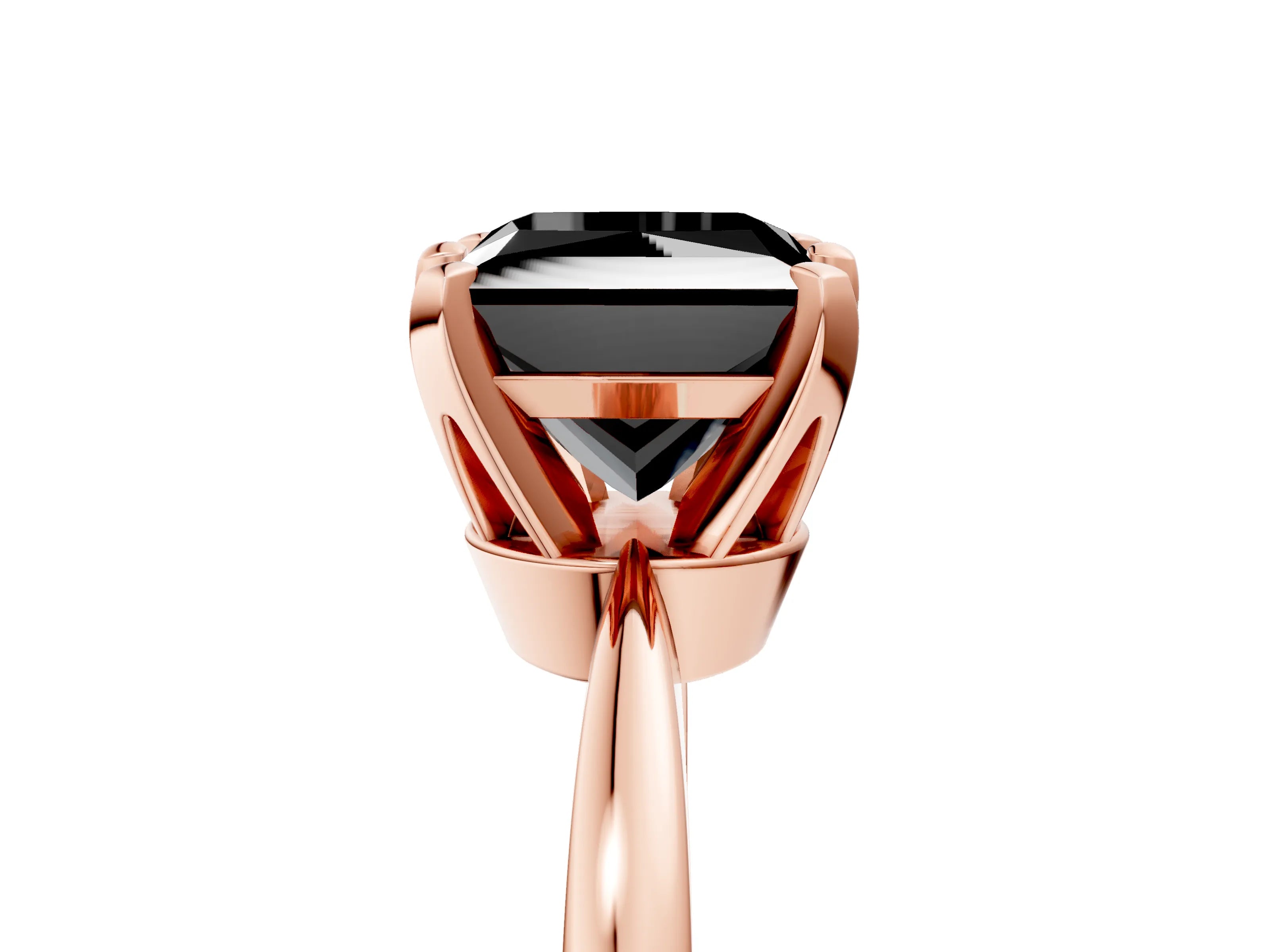 Rose gold Fancy Black Princess Cut Solitaire Engagement Ring with Six-Prong Setting and Tapered Band_5