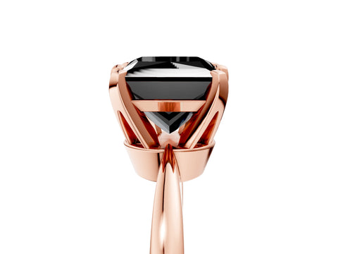 Rose gold Fancy Black Princess Cut Solitaire Engagement Ring with Six-Prong Setting and Tapered Band_5