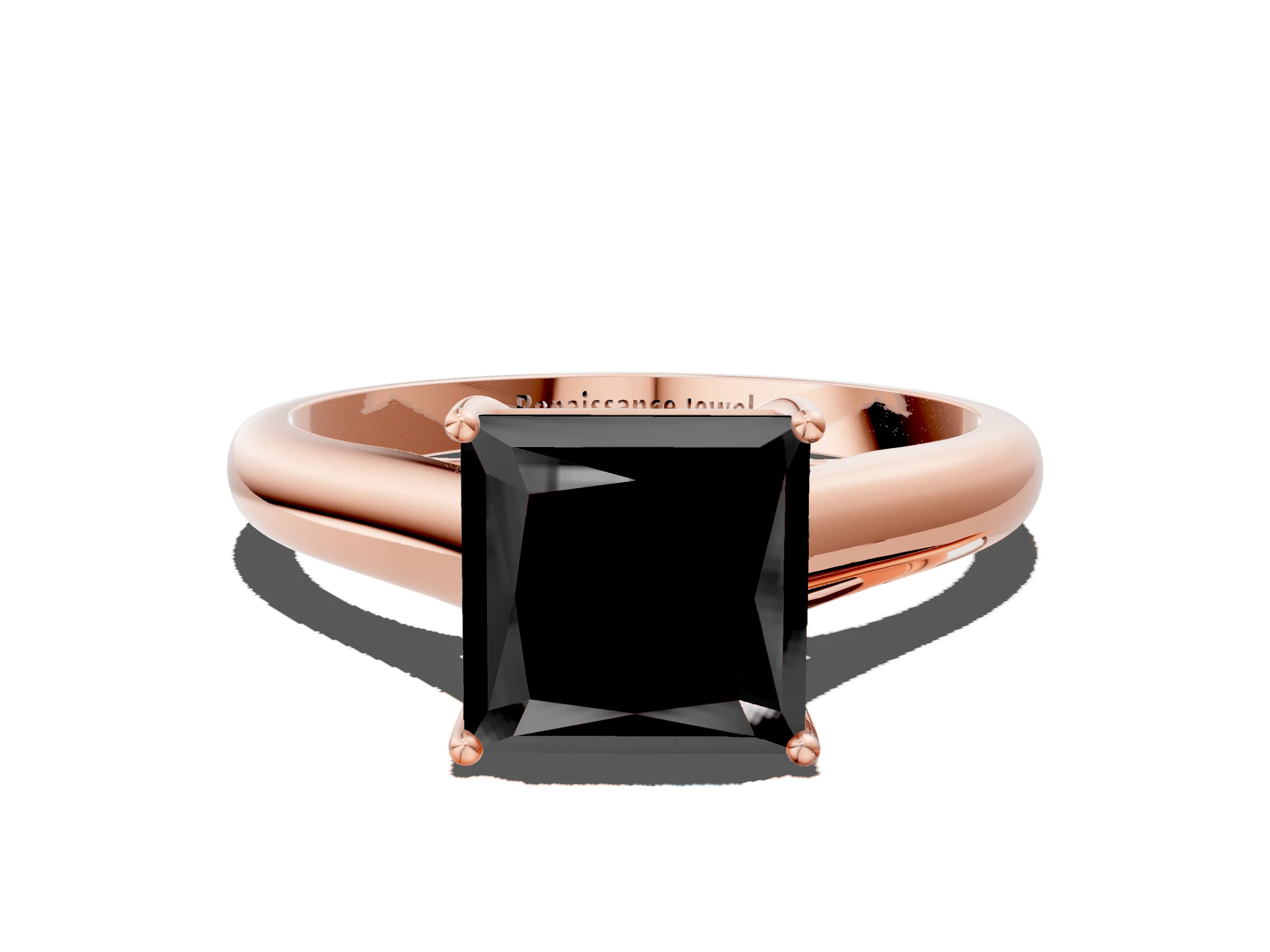 Rose gold Fancy Black Princess Cut Solitaire Engagement Ring with Tapered Band and Four-Prong Setting_3