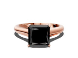 Rose gold Fancy Black Princess Cut Solitaire Engagement Ring with Tapered Band and Four-Prong Setting_3