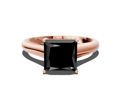Rose gold Fancy Black Princess Cut Solitaire Engagement Ring with Tapered Band and Four-Prong Setting_3