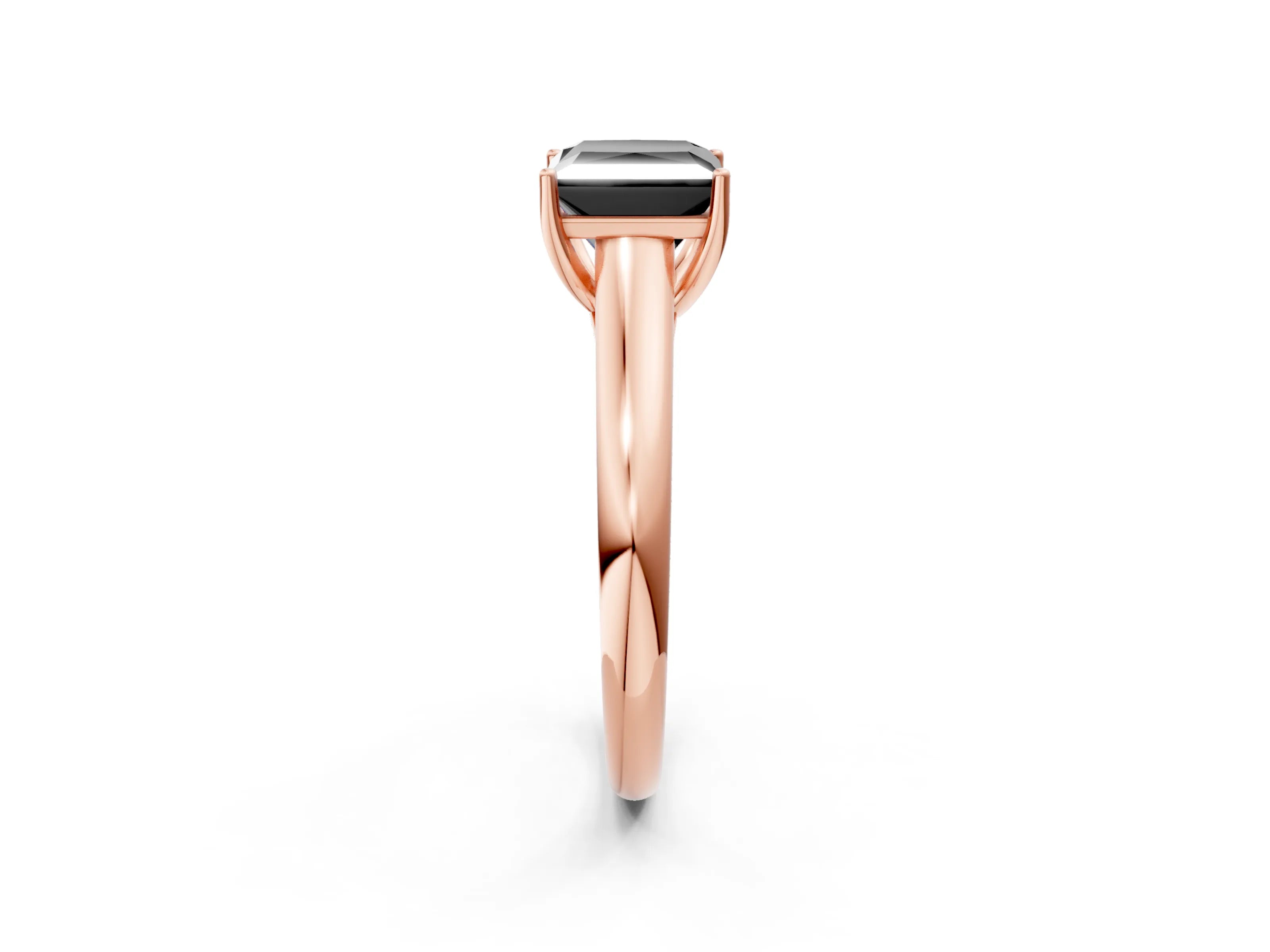 Rose gold Fancy Black Princess Cut Solitaire Engagement Ring with Tapered Band and Four-Prong Setting_4