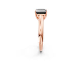 Rose gold Fancy Black Princess Cut Solitaire Engagement Ring with Tapered Band and Four-Prong Setting_4