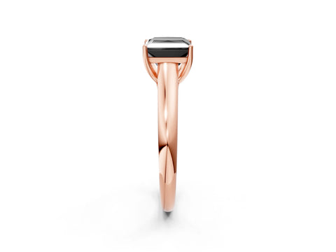 Rose gold Fancy Black Princess Cut Solitaire Engagement Ring with Tapered Band and Four-Prong Setting_4