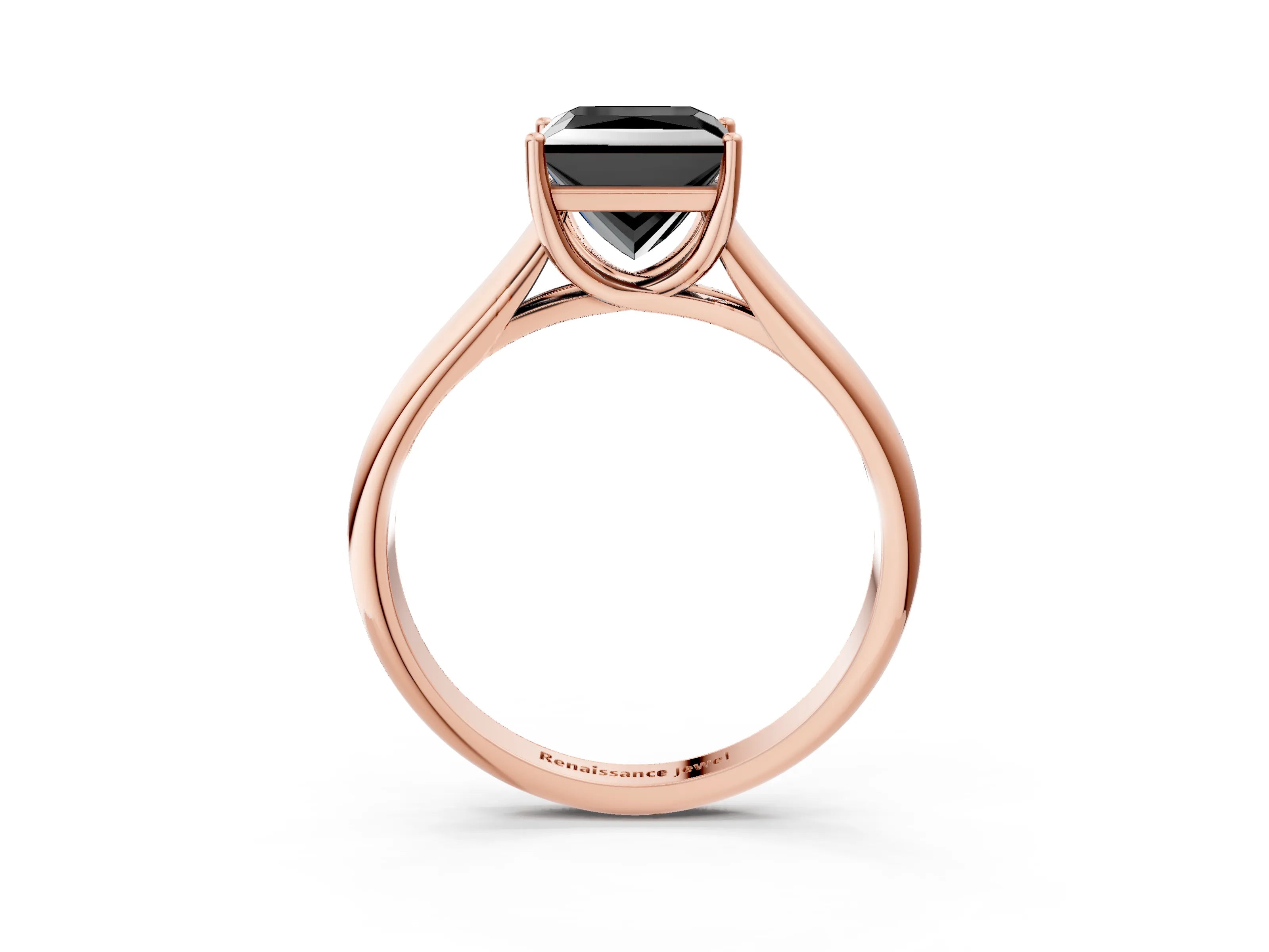 Rose gold Fancy Black Princess Cut Solitaire Engagement Ring with Tapered Band and Four-Prong Setting_6