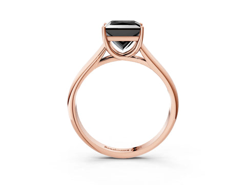 Rose gold Fancy Black Princess Cut Solitaire Engagement Ring with Tapered Band and Four-Prong Setting_6