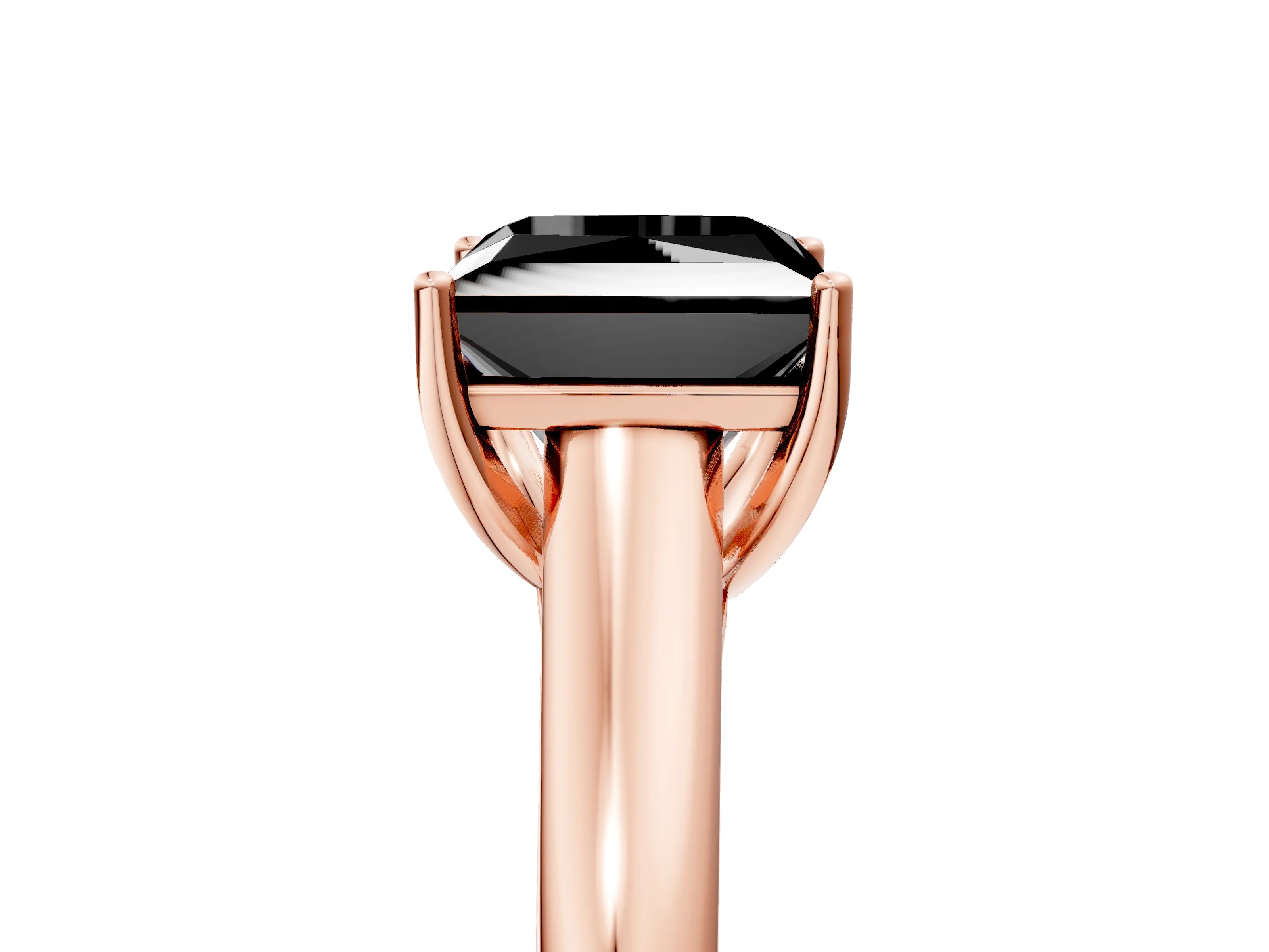 Rose gold Fancy Black Princess Cut Solitaire Engagement Ring with Tapered Band and Four-Prong Setting_8