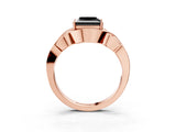 Rose gold Fancy Black Princess Cut Solitaire Intertwined Band Prong Setting Ring_3