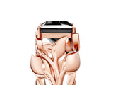 Rose gold Fancy Black Princess Cut Solitaire Leaf-Inspired Engagement Ring with Prong Setting_17