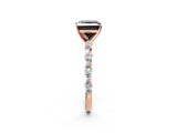 Rose gold Fancy Black Princess Cut Solitaire Marquise Side Stone Prong Setting Ring_2