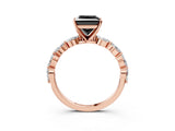 Rose gold Fancy Black Princess Cut Solitaire Marquise Side Stone Prong Setting Ring_3