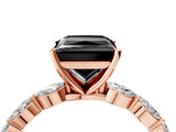 Rose gold Fancy Black Princess Cut Solitaire Marquise Side Stone Prong Setting Ring_4