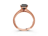 Rose gold Fancy Black Princess Cut Solitaire Milgrain Engraved Band with Four-Prong Setting_3