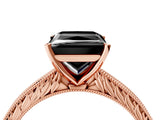 Rose gold Fancy Black Princess Cut Solitaire Milgrain Engraved Band with Four-Prong Setting_4