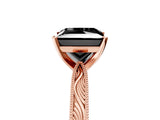 Rose gold Fancy Black Princess Cut Solitaire Milgrain Engraved Band with Four-Prong Setting_5