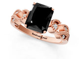 Rose gold Fancy Black Princess Cut Solitaire Milgrain Leaf Band with Prong Setting_1