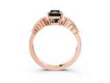Rose gold Fancy Black Princess Cut Solitaire Milgrain Leaf Band with Prong Setting_3