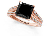 Rose gold Fancy Black Princess Cut Solitaire Split Shank Pavé Diamond Engagement Ring_1