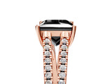 Rose gold Fancy Black Princess Cut Solitaire Split Shank Pavé Diamond Engagement Ring_5