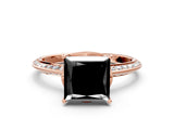 Rose gold Fancy Black Princess Cut Solitaire Split Shank Pave Diamond Engagement Ring with Four-Prong Setting_36